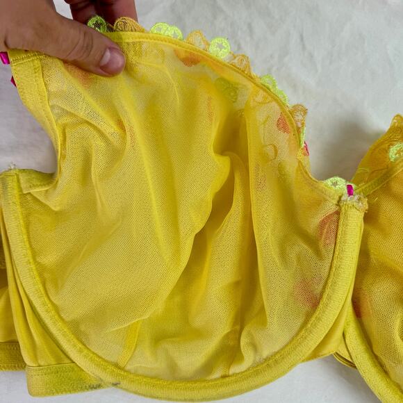 Cacique Women's 50D Unlined Balconette Strawberries Lace Embroidered Bra - Picture 10 of 12